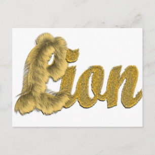 Lion - Furry Text Postcard