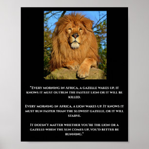 Lion & Gazelle African Quote Poster