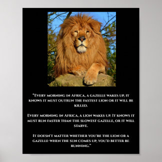 Lion & Gazelle African Quote Poster