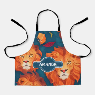 Lion Geometric Colourful Personalised Pattern Apron