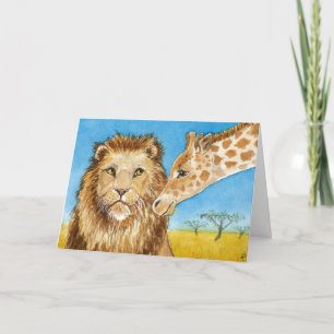 Lion, Giraffe,  Anniversary card