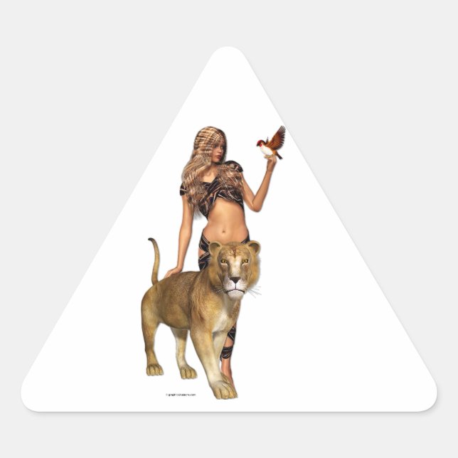 Lion Girl Triangle Sticker (Front)
