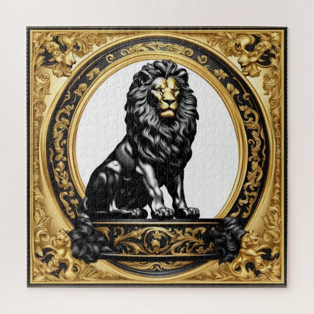 Lion gold and black ornamental frame jigsaw puzzle (Vertical)