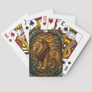 Lion Golden Savanna Illumina Stained Glass Playing Cards