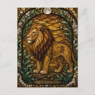 Lion Golden Savanna Illumina Stained Glass Postcard