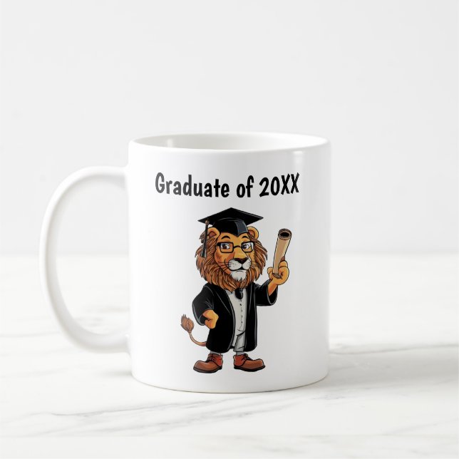 Lion Graduation Personalised Coffee Mug (Left)