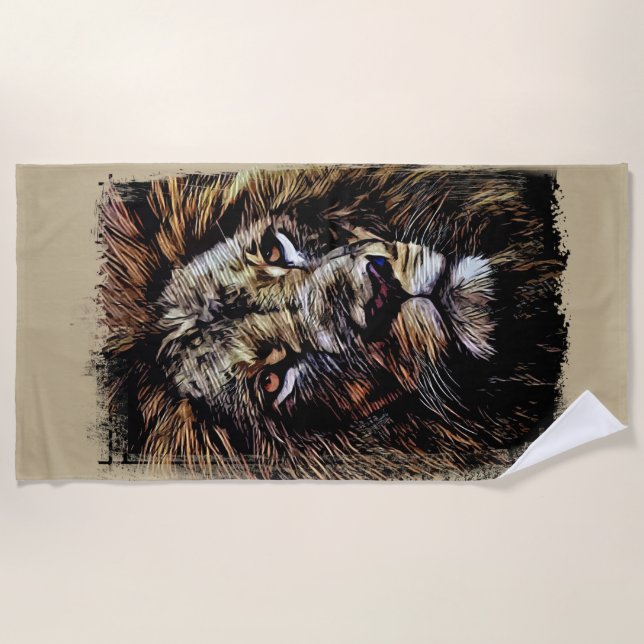 Lion graffiti Beach Towel (Front)