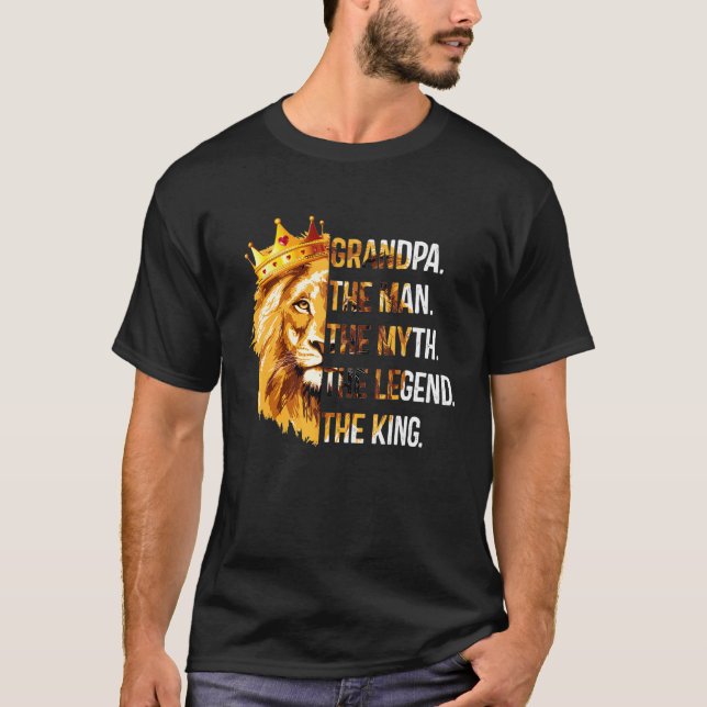 Lion Grandpa The Man The Myth The Legend Fathers D T-Shirt (Front)