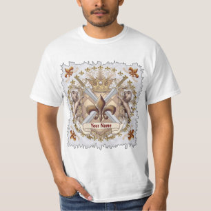 Lion Griffin Shield Family Crest Surname  T-Shirt