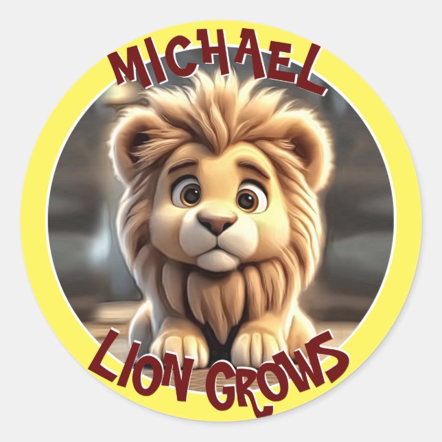 Lion Grows Classic Round Sticker (Front)