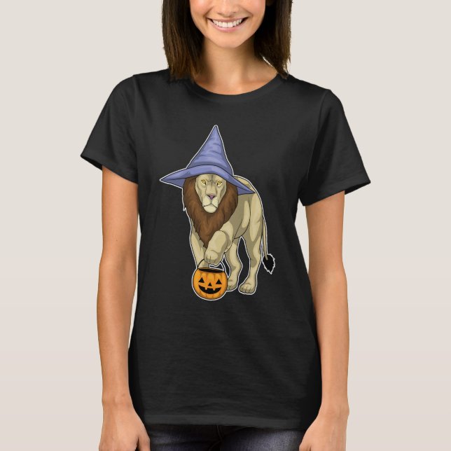 Lion Halloween Witch Pumpkin T-Shirt (Front)