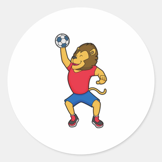 Lion Handball player Handball Classic Round Sticker (Front)