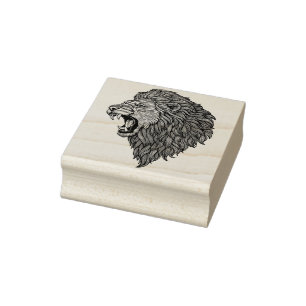 Lion Head Art Rubber Stamp