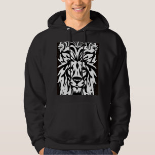 Lion head black and white etching regal  hoodie