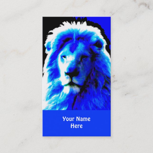 Lion Head Blue business card blue (Front)