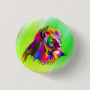 Lion Head Geometric Prismatic Design 3 Cm Round Badge