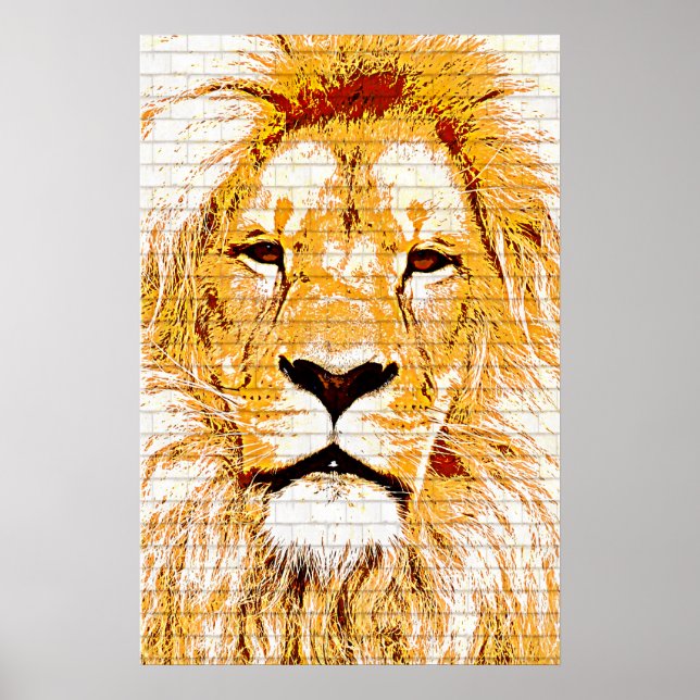 Lion Head Grunge Canvas Print (Front)