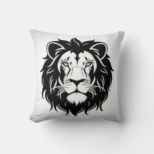 Lion Head Illustration with Intricate Detail Cushion