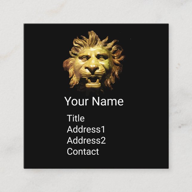LION HEAD IN BRONZE Figurehead Antique Roman Ship Square Business Card (Front)