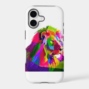 Lion head in geometric pattern
