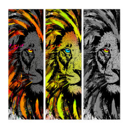 Lion Head - Lion Face - Lion Triptych Artwork