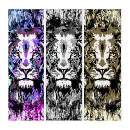 Lion Head - Lion Face - Lion Triptych Artwork