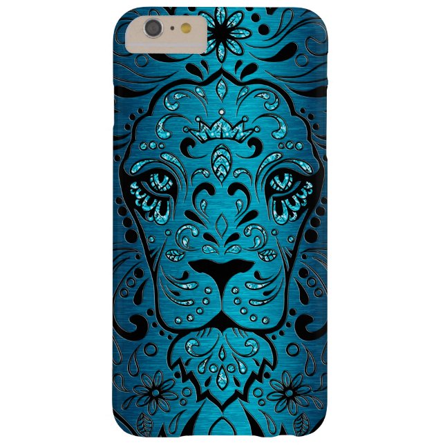 Lion Head Metallic Blue Background Case-Mate iPhone Case (Back)