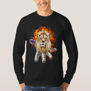 Lion Head Motif Africa Big Cat Mane Colourful Lion T-Shirt