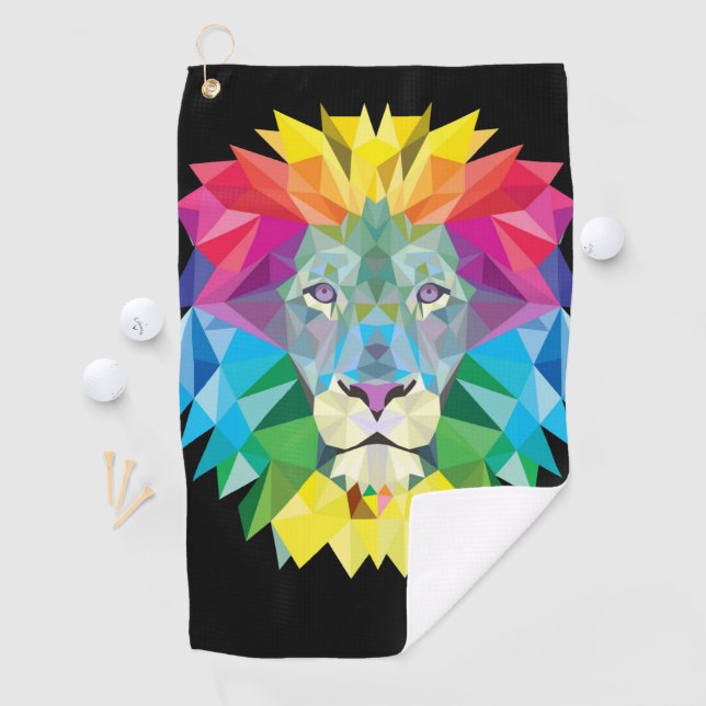 Lion Head on Black  Golf Towel (InSitu)