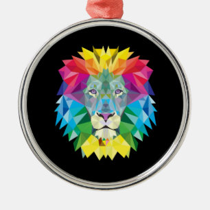Lion Head on Black Metal Tree Decoration