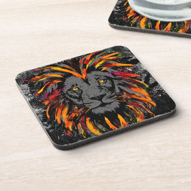 Lion Head | Orange Lion Coasters (Left Side)