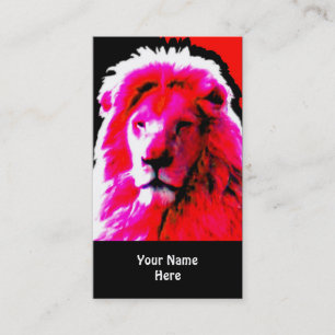 Lion Head Pink business card black
