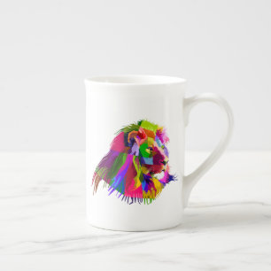 Lion Head Prismatic Pop Art Design-62502 Bone China Mug