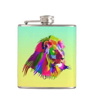 Lion Head Prismatic Pop Art Design-62502 Hip Flask