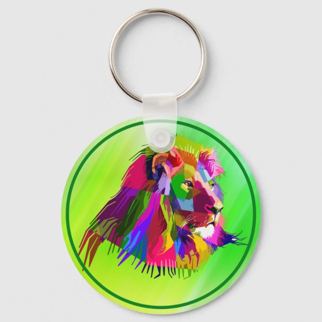 Lion  Head Prismatic Pop Art Design-62502 Key Ring (Front)