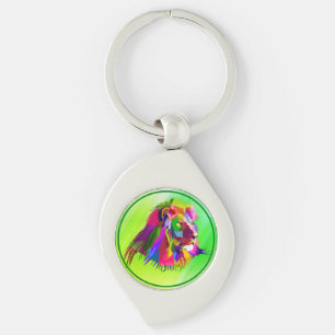 Lion Head Prismatic Pop Art Design-62502 Key Ring