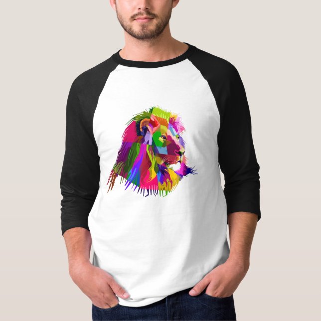 Lion  Head Prismatic Pop Art Design-62502 T-Shirt (Front)