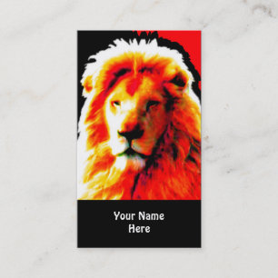 Lion Head Red business card black