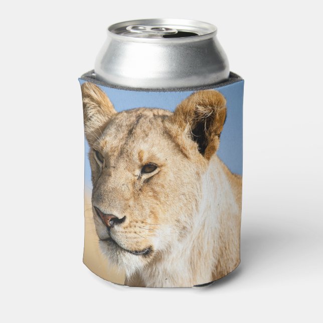 Lion head safari animal big cat photo can cooler (Can Back)