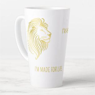 Lion Head Silhouette - Gold 1 + your text Latte Mug