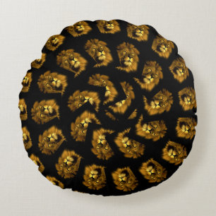 Lion Head Spiral Abstract Pattern, Round Cushion
