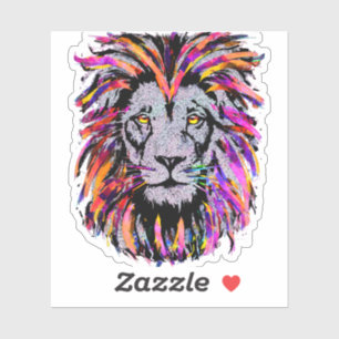Lion head sticker - Colourful lion sticker
