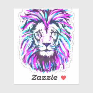 Lion head sticker - Purple lion sticker