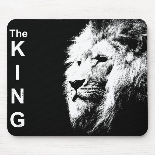 Lion Head Trendy Pop Art Picture The King Template Mouse Pad (Front)