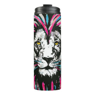 Lion Head Tumbler Blue Pink Lion Travel Mug