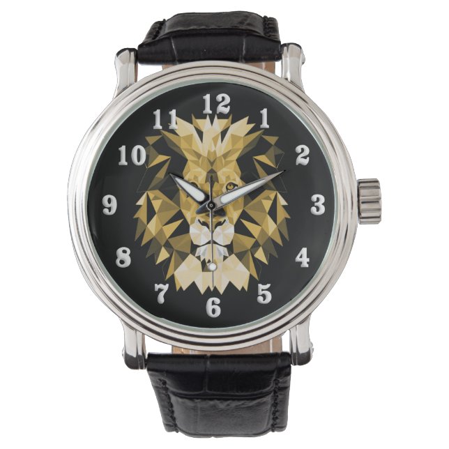 Lion Head White Numbers Watch (Front)