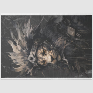 Lion Headdress Leather Jacket Decoupage Tissue Paper