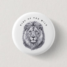 Lion Heart King of the Wild Button