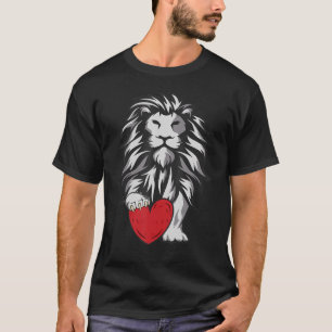 Lion Heart Valentines Day Cute Animal Love Boys T-Shirt