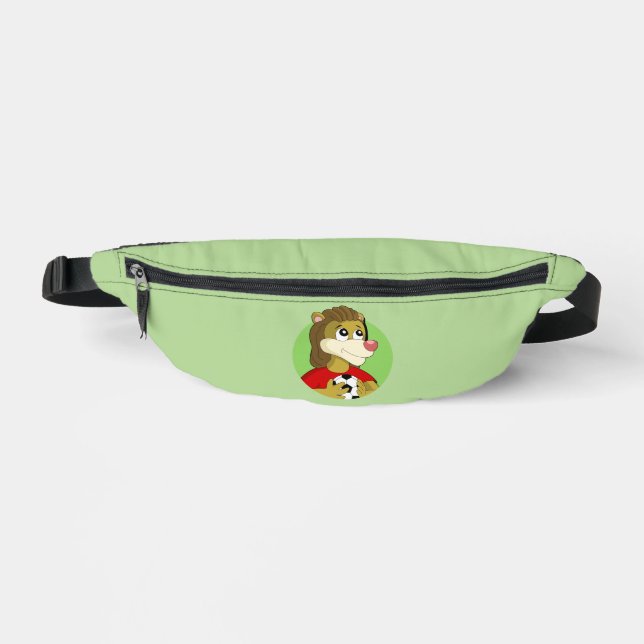 Lion holding a soccer ball cartoon  bum bags (Front)
